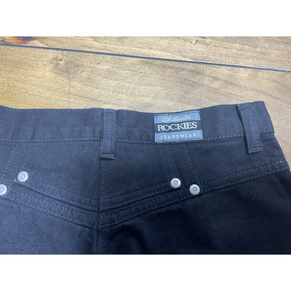 Vintage Rockies Western Mom High-waisted Bare Back Studded Black Jeans-7/8 XLong - Picture 7 of 10
